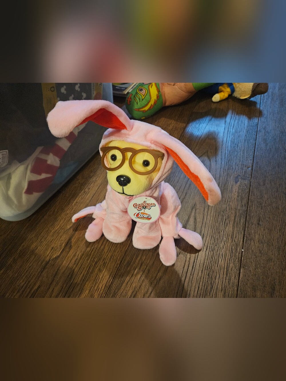Raising Cane's 2025 Pink Bunny Cane Plush "A Christmas Story" Ralphie Cane Used.
